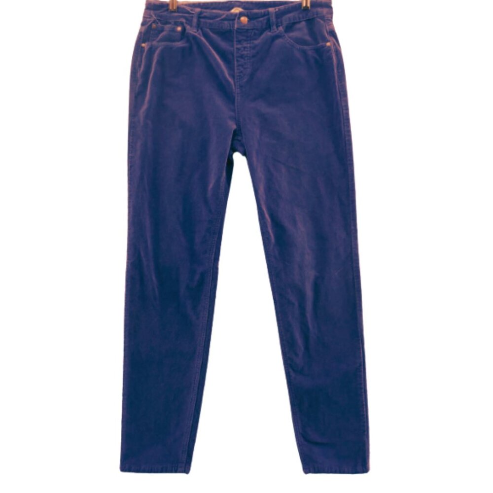 Soft Surroundings 2X Womens Velveteen Slim Leg Pants Medium Tall Blue